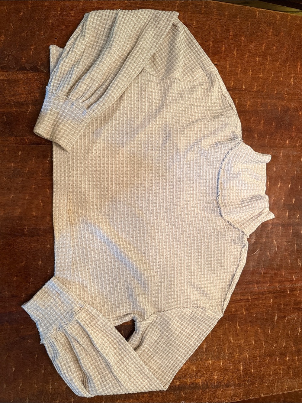 Free People Cream Waffle Knit Mock Neck Sweater Medium